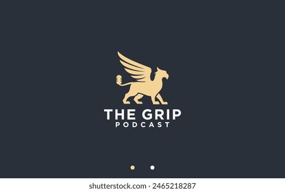 podcast griffin logo design vector silhouette illustration