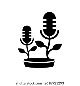 Podcast Growth Concept: Microphones as Plants Vector Logo