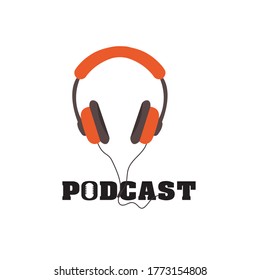 Podcast headphone graphic logo unique vector design.