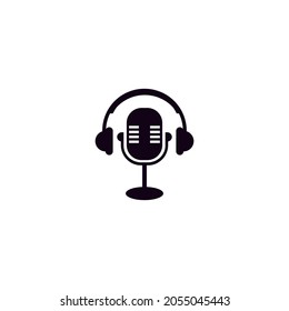 Podcast and headphone logo. technology logo icon symbol.logo template vector design 