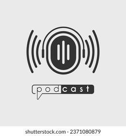 podcast headphone minimalist logo vector illustration design