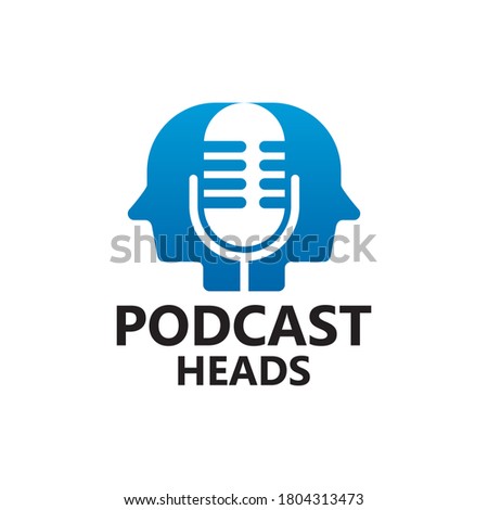 Podcast heads Logo Template Design Vector
