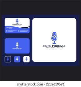 podcast home logo design graphic template