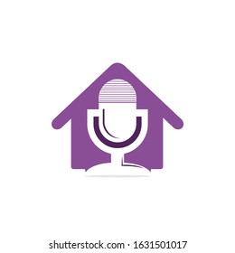 Podcast home vector logo design. Studio home logo concept design.