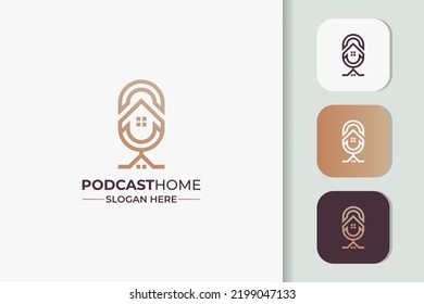 podcast house combination logo design