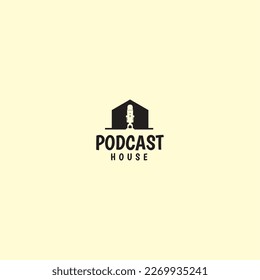 Podcast house logo design vector image