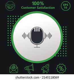 Podcast icon. Background consisting of green and black colors. modern design