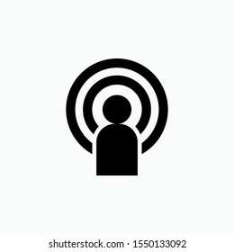 Podcast Icon. Broadcasting Illustration As A Simple Vector Sign & Trendy Symbol For Design, Websites, Presentation Or Application.