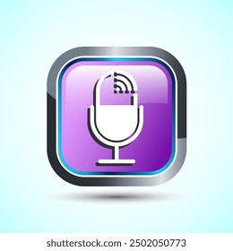 Podcast Icon Button Design Illustration Microphone Icon