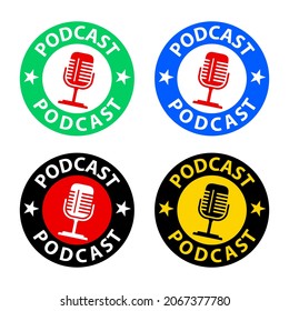 podcast icon or button set, vector illustration 