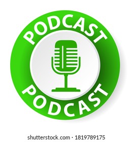 icono o botón de podcast, ilustración vectorial 