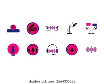 Podcast Icon Design Element Set