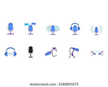 Podcast Icon Design Element Set