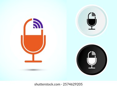 Podcast icon design illustration, microphone icon