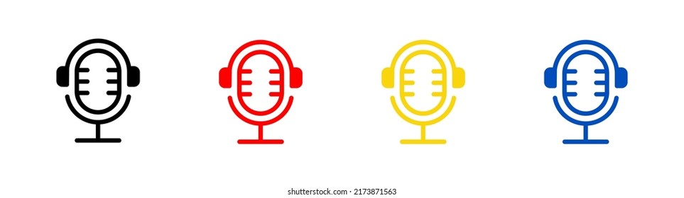 Podcast icon design vector. Microphone audio music symbol illustration.