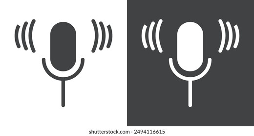 Podcast Icon Flat set in black and white color outline vector