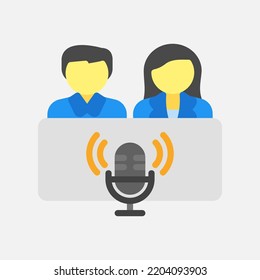 Podcast icon in flat style about communication, use for website mobile app presentation
