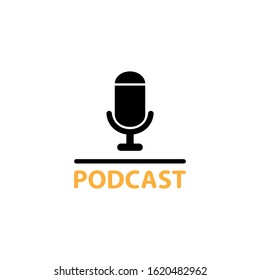 Podcast icon with inscription and microphone