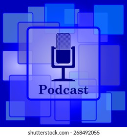 Podcast icon. Internet button on abstract background. 