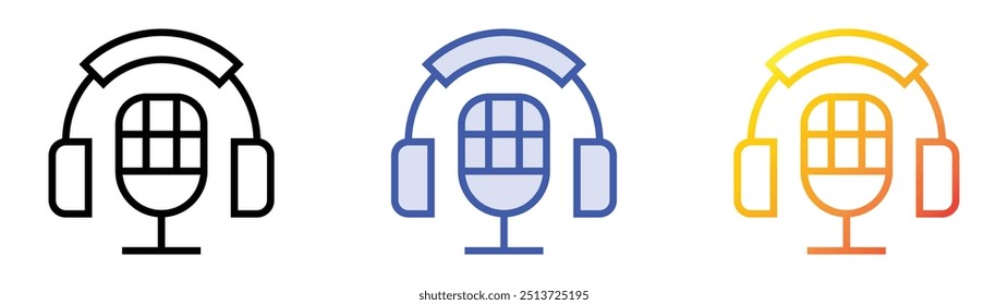 podcast icon. Linear, Blue Fill and Gradient Style Design Isolated On White Background