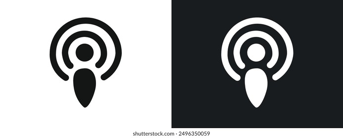 Podcast Icon linear graphics set vector in black
