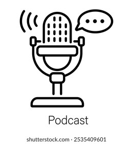 Icono de podcast en estilo lineal