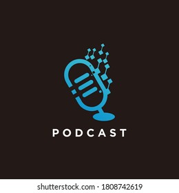 Podcast Icon Logo Design Element Pixel technology