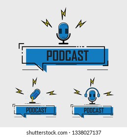 Podcast. icon, logo design. Modern flat style vector illustration