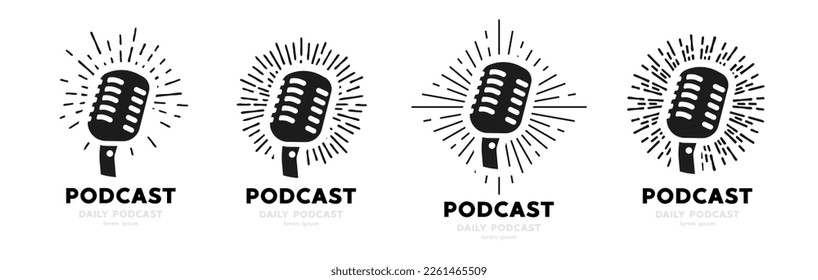 Podcast icon, logo design vector