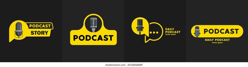 Podcast icon, logo design vector