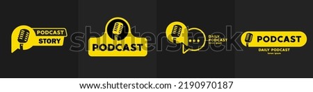 Podcast icon, logo design vector