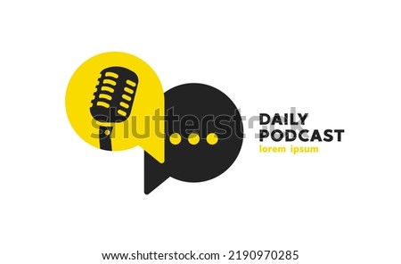 Podcast icon, logo design vector