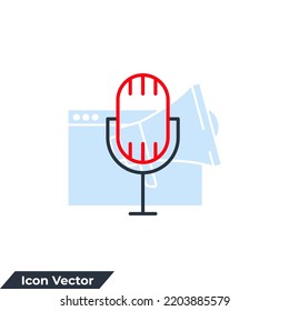 podcast icon logo vector illustration. Microphone symbol template for graphic and web design collection