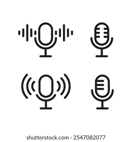 Podcast-Symbol. Mikrofonzeichen. Radio-Rundfunk-Audio-Podcast-Symbol, einzelne Vektorgruppe. Radio Live Studio Aufnahme Mikrofon auf weißem Hintergrund.