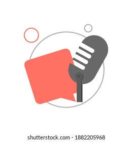 Podcast Icon. Mic With Speech Bubble. 