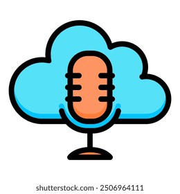 Podcast icon. Microphone icon. Icon about podcasts