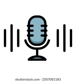 Podcast icon. Microphone icon. Icon about podcasts