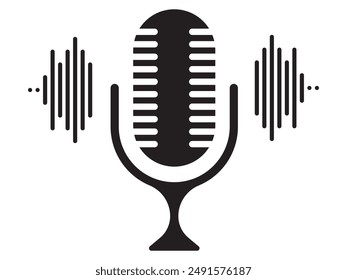 Podcast. Icon on a white background, icon, stamp, logo. Stock vector illustration.