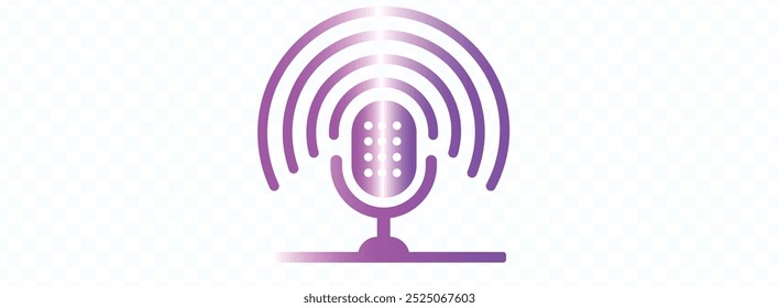 Podcast icon. Recording symbol with microphone and audio waveform vector illustration