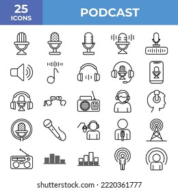 Podcast Icon, Icon Set, Collection, Icons Logo Design Vector Template Illustration Sign And Symbol Pixels Perfect