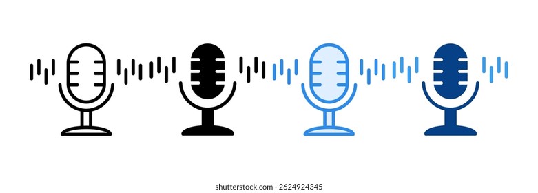 Conjunto de iconos de podcast Colección de estilos múltiples