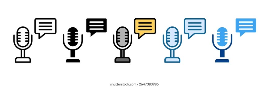Podcast Icon Set Multiple Style Collection