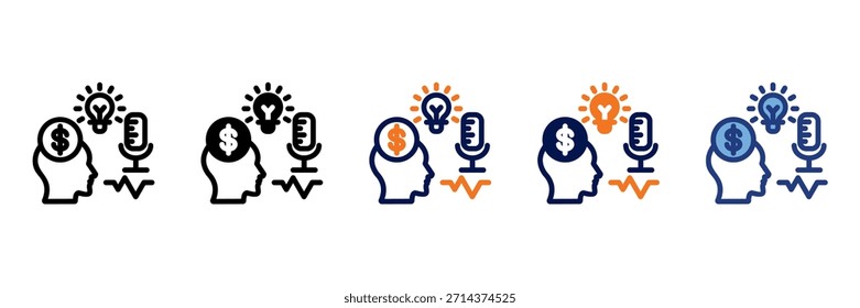 Conjunto de iconos de podcast con múltiples estilos Ilustración vectorial