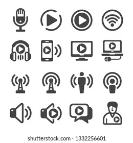 podcast icon set,vector and illustration