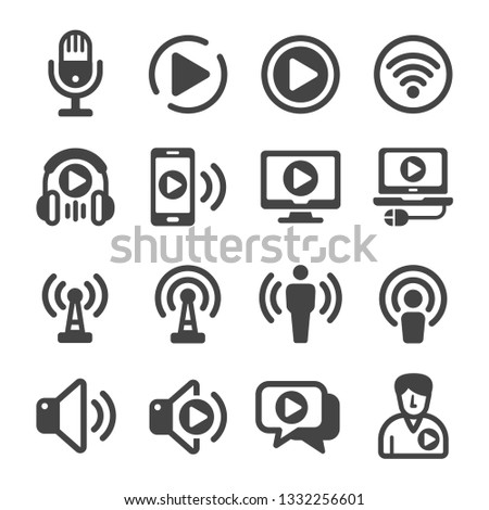 podcast icon set,vector and illustration