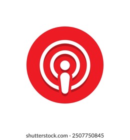 Podcast icon with shadow. Podcasting sign symbol