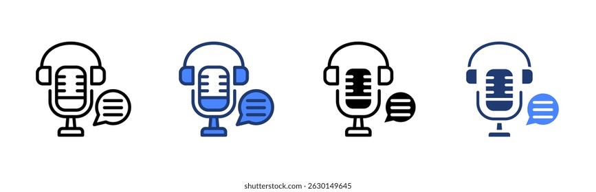 Colección de varios estilos de la hoja de iconos de podcast