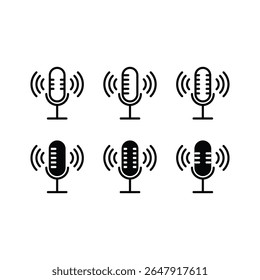 podcast icon speak logo design concept silhouette and outline style