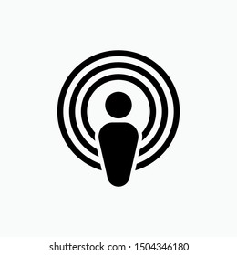 Podcast Icon. Speech, Wireless or Broadcast Illustration As A Simple Vector, Trendy Sign & Symbol for Design and Websites, Presentation or Application.