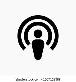 Podcast Icon. Speech, Wireless Or Broadcast Illustration As A Simple Vector, Trendy Sign & Symbol For Design And Websites, Presentation Or Application.